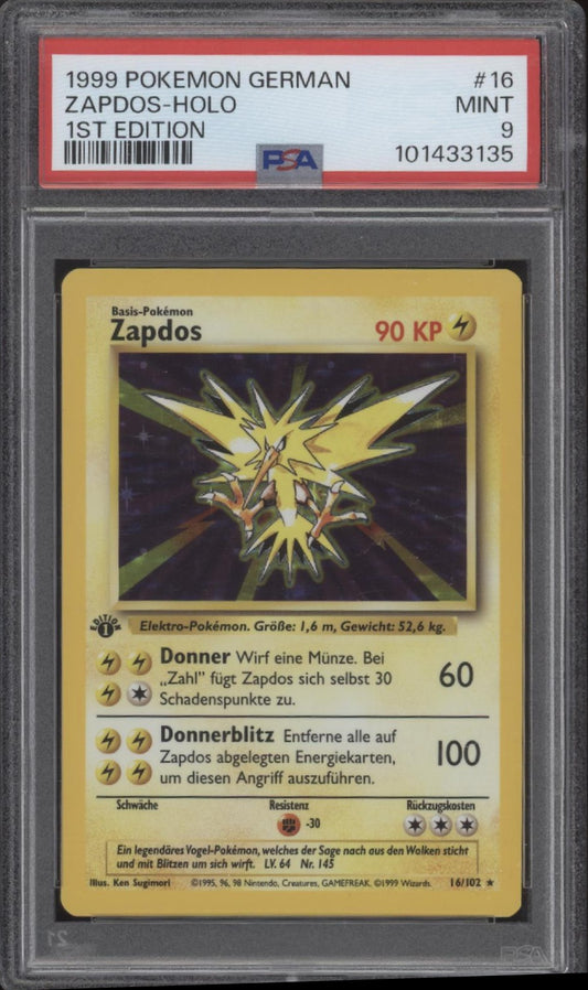 Zapdos Pokemon Base Set Holo 1st Edition German #16 PSA 9