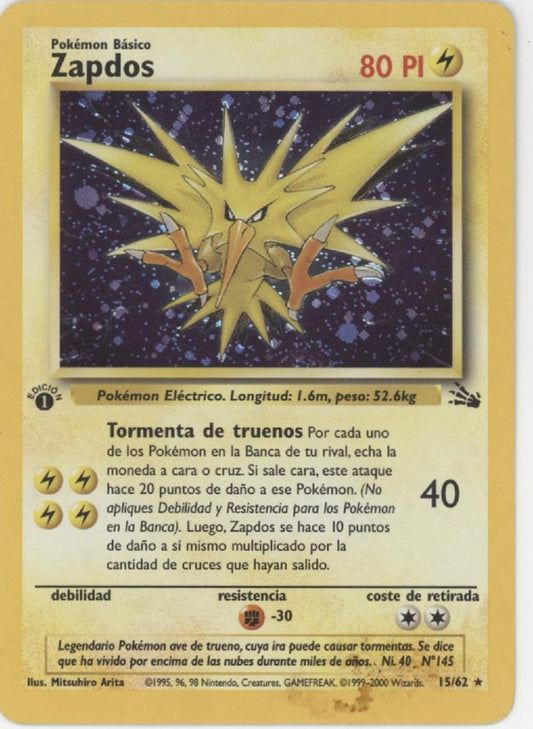 Zapdos Pokemon Fossil Holo 1st Edition Spanish #15