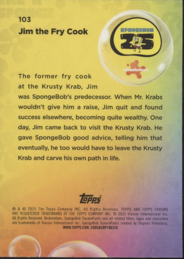 Jim the Fry Cook 2025 Chrome Spongebob Squarepants Blue Lava Lamp Refractor /99