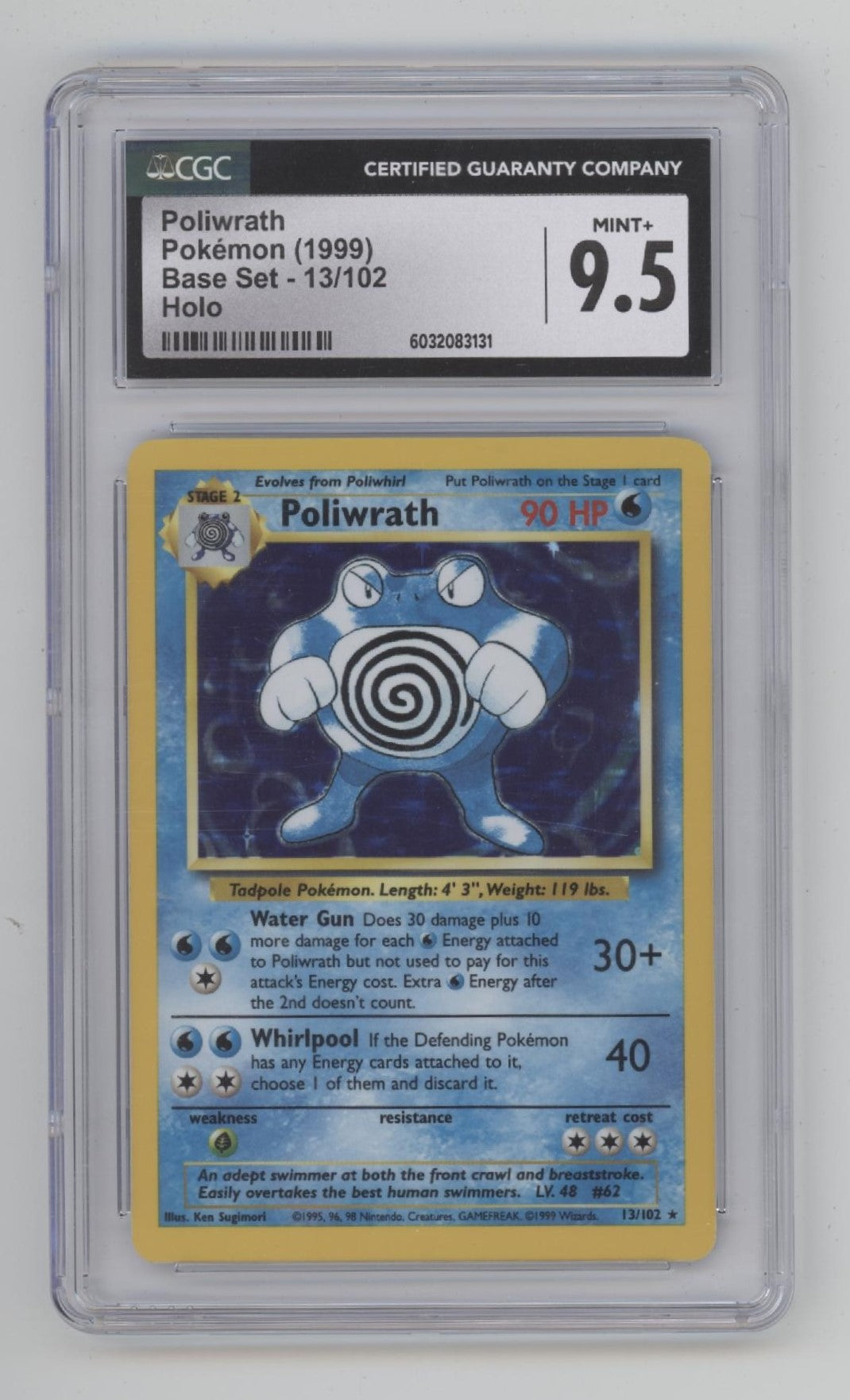 Poliwrath Pokemon Base Set Holo #13 CGC 9.5