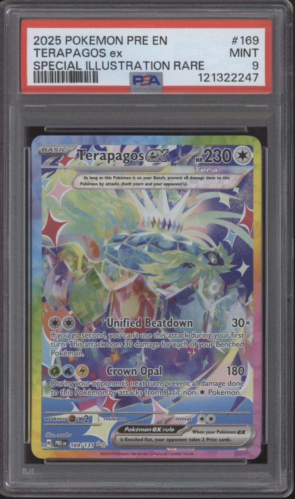 Terapagos ex Pokemon Prismatic Evolutions Special Illustration Rare #169 PSA 9