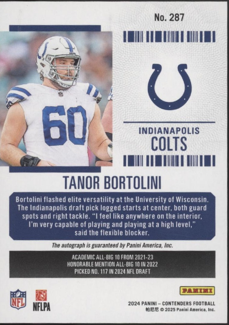 Tanor Bortolini 2024 Panini Contenders Rookie Ticket RC Auto #287