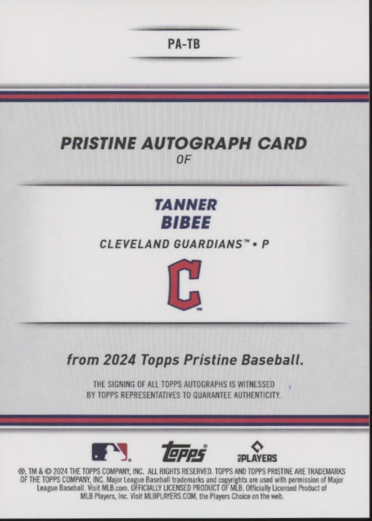Tanner Bibee 2024 Topps Pristine Auto #PA-TB