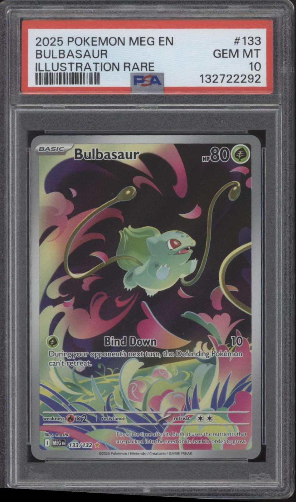 2025 Pokemon Meg EN-Mega Evolution Bulbasaur Illustration Rare PSA 10 #133 2025 Pokemon Meg EN-Mega Evolution Bulbasaur Illustration Rare PSA 10 #133
