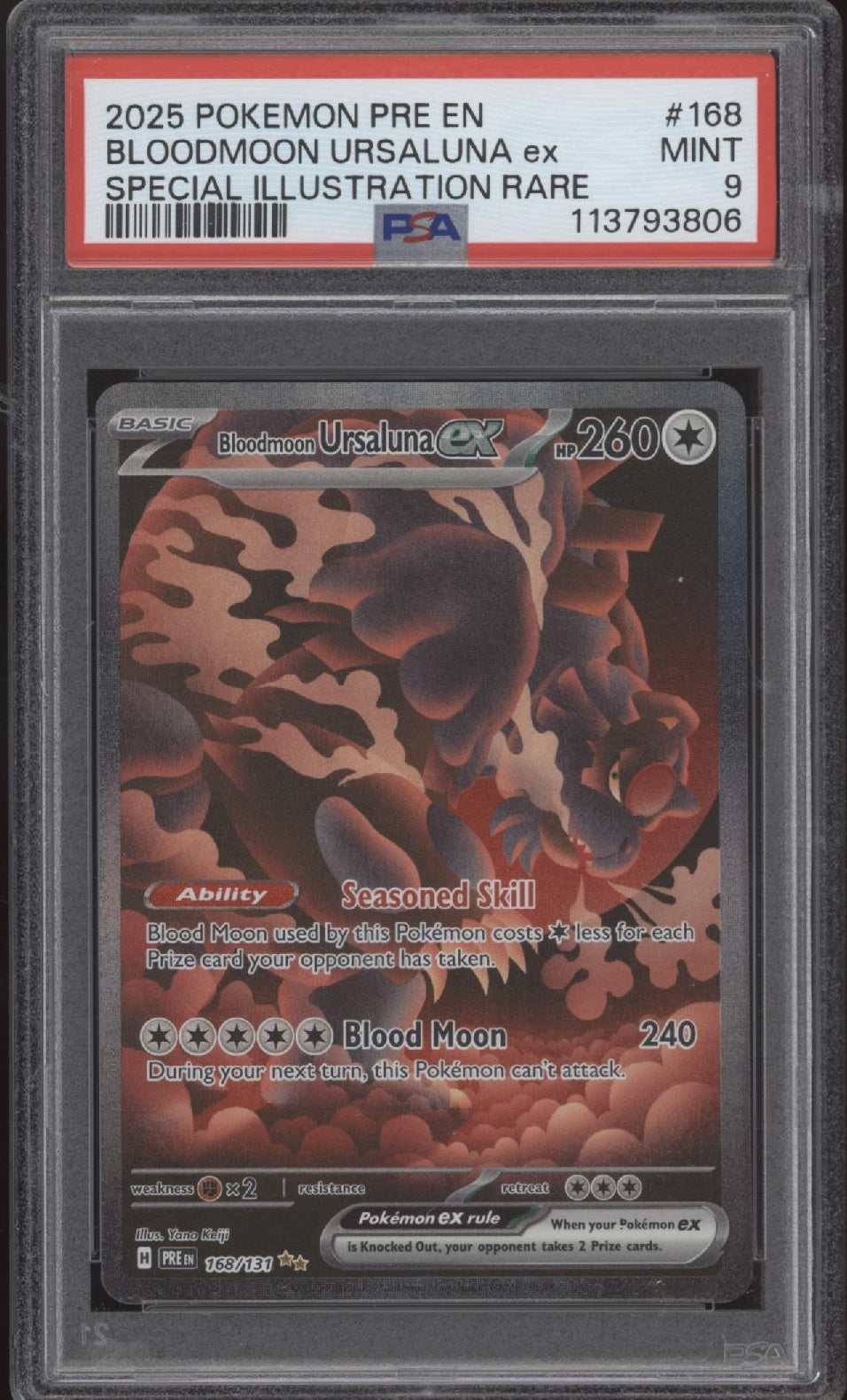 bloodmoon ursaluna ex pokemon card Prismatic Evolutions Special Illustration PSA 9 Size:Small 18