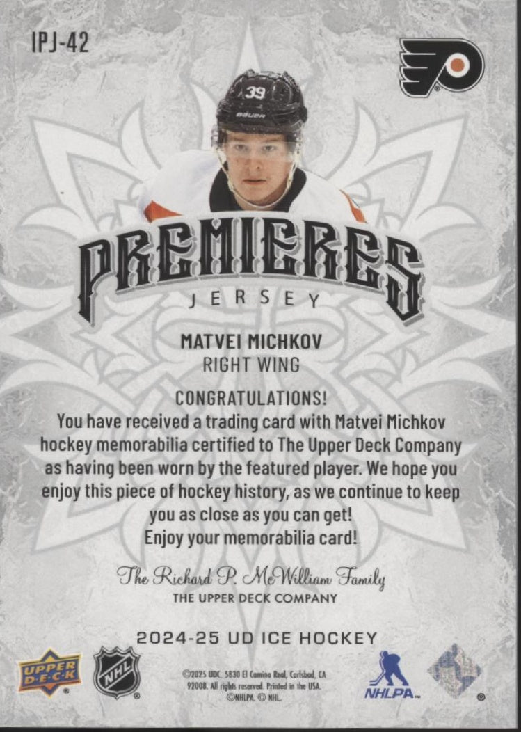 Matvei Michkov 2024-25 Upper Deck Ice Premieres Swatch #IPJ-42