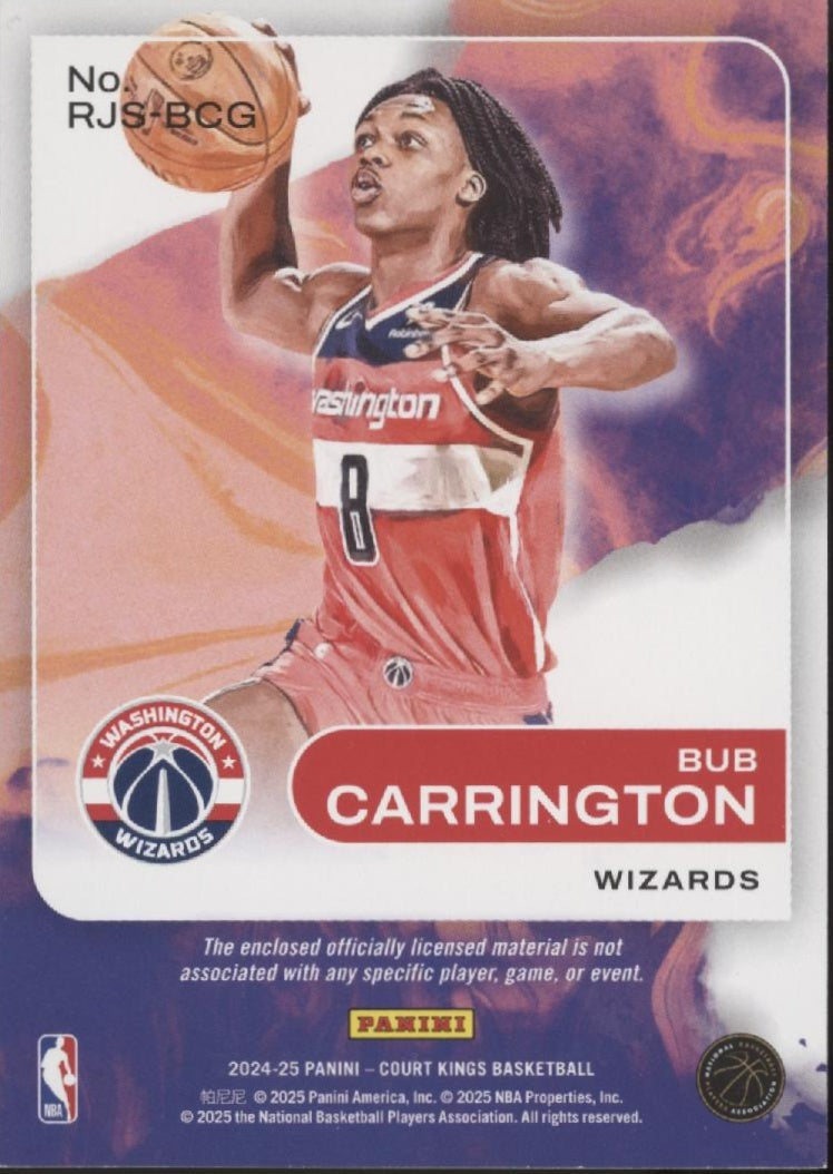 Bub Carrington 2024-25 Panini Court Kings Rookie Swatches RC #RJS-BCG