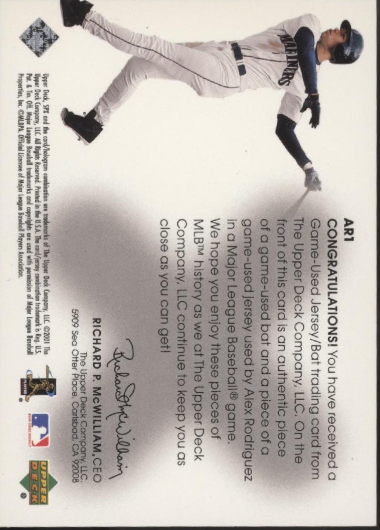 Alex Rodriguez 2001 Fleer SPX Winning Materials Relics #AR1