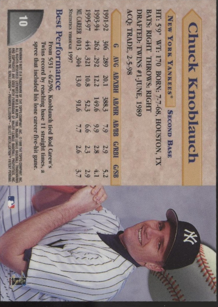 Chuck Knoblauch 1998 Bowman's Best Certified Auto #10