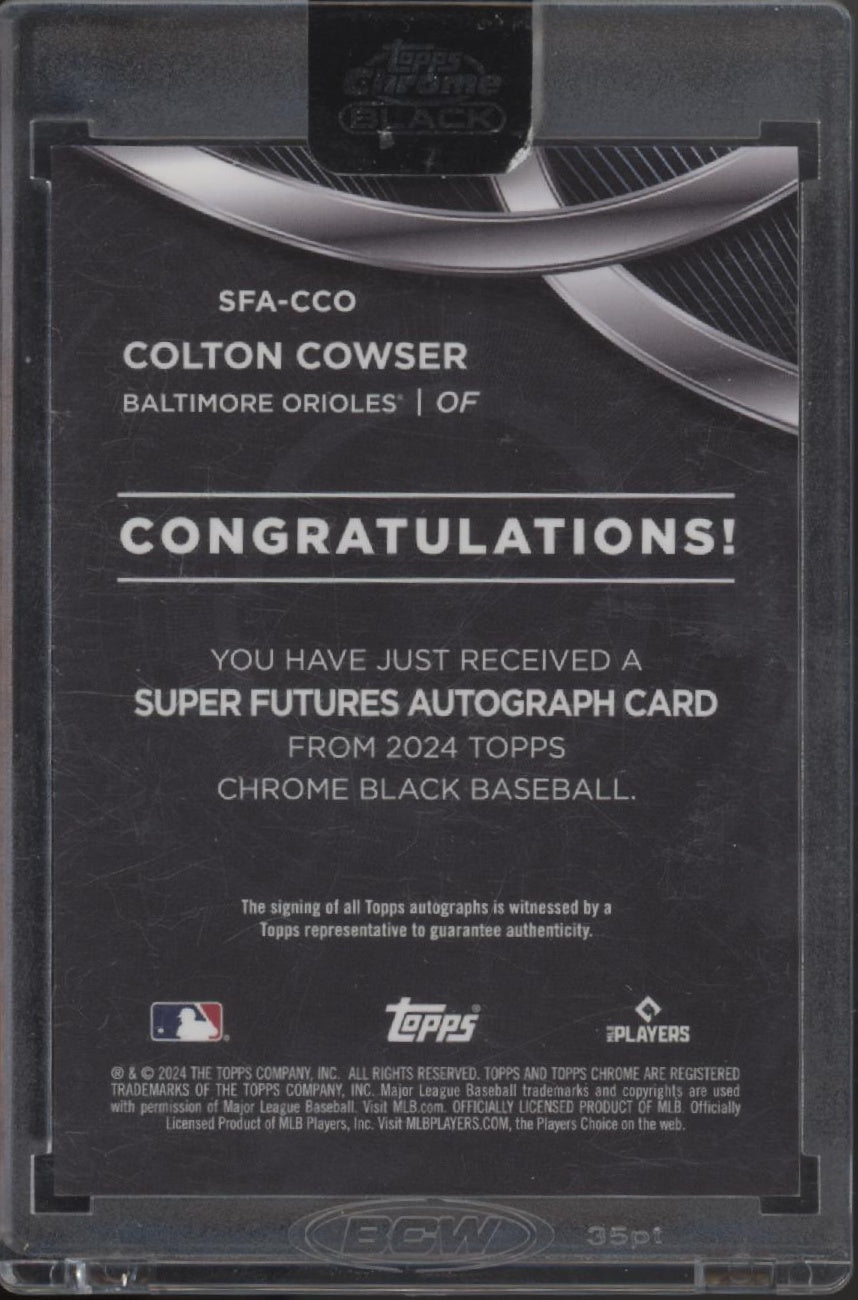 Colton Cowser 2024 Topps Chrome Black Super Futures Refractor RC Auto 84/99