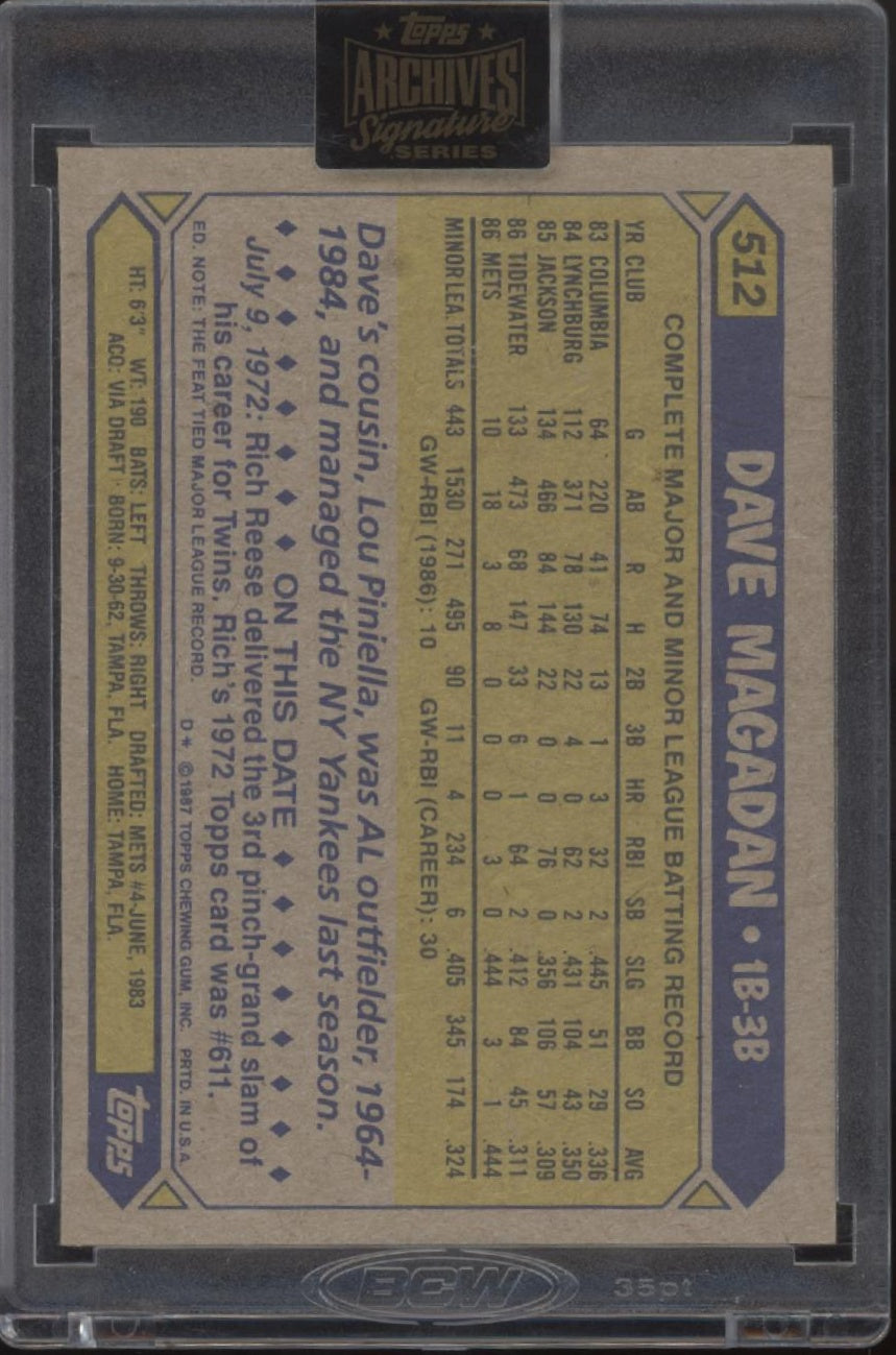 Dave Magadan 2022 Topps Archives Signature Series Auto 02/92 #512