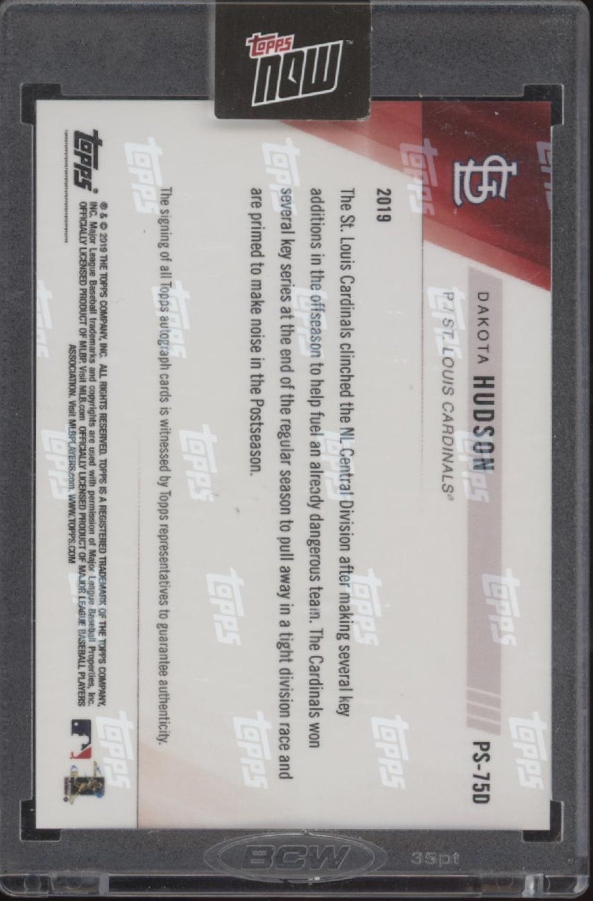 Dakota Hudson 2019 Topps Now Post Season RC Auto 01/10 #PS-75D