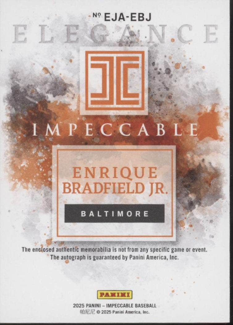 Enrigue Bradfield Jr. 2025 Panini Impeccable Elegance Swatch Auto 56/99 #EJA-EBJ