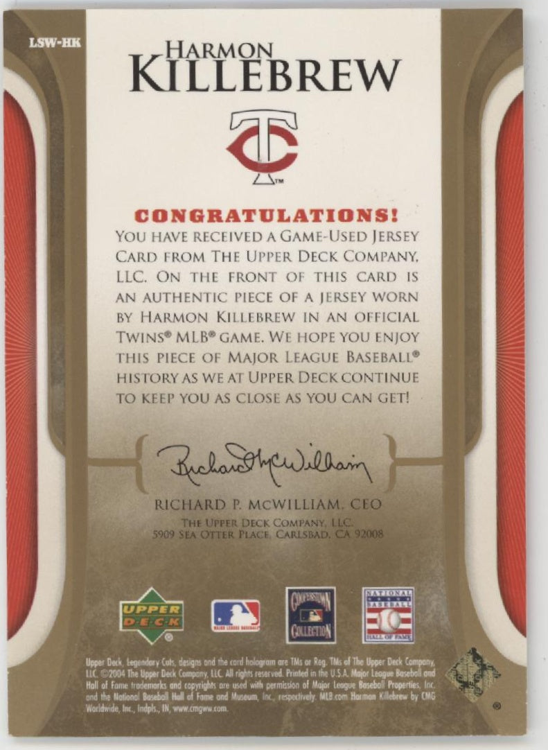 Harmon Killebrew 2004 Upper Deck SP Legendary Cuts Swatch #LSW-HK