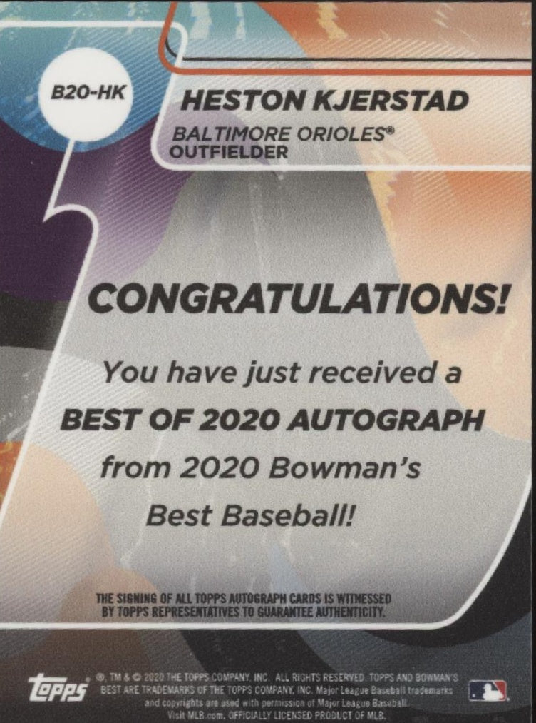 Heston Kjerstad 2020 Bowman's Best Green Refractor Auto 15/99 #B20-HK