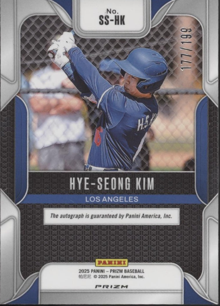Hye-Seong Kim 2025 Panini Prizm Sensational Signatures Pulsar Prizm RC Auto /199