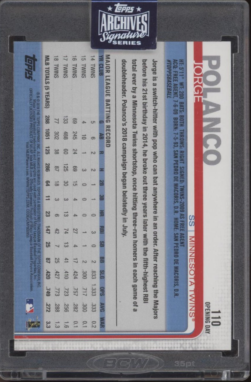 Jorge Polanco 2022 Topps Archives Signature Series Opening Day Auto 57/58 #110