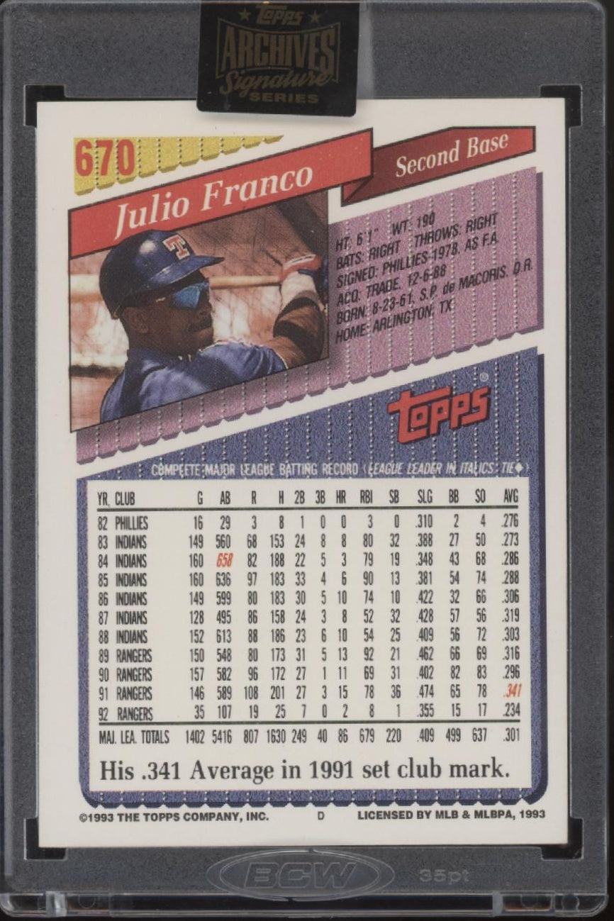 Julio Franco 2022 Topps Archives Signature Series Auto 12/84 #670