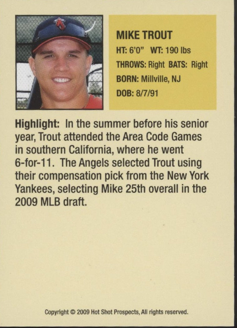 Mike Trout 2009 Hot Shot Prospects Future Stars