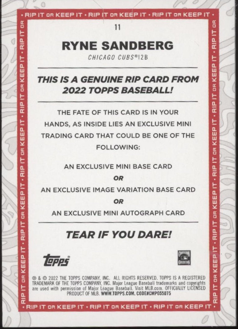 Ryne Sandberg 2022 Topps Rip Card Fuchsia 28/65 #11