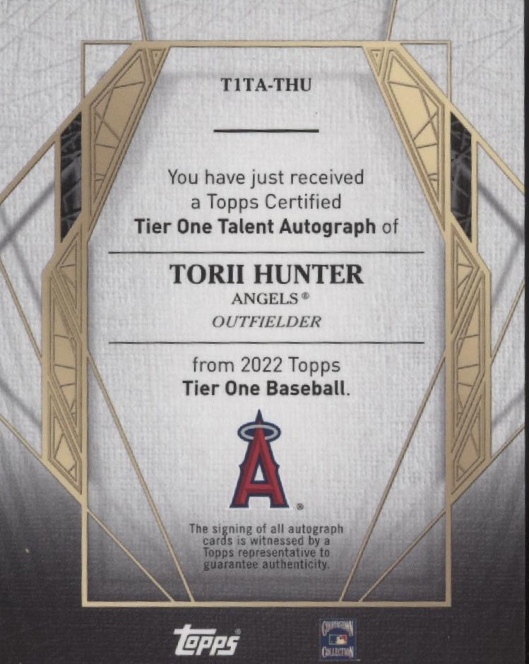 Torii Hunter 2022 Topps Tier One Talent Auto 125/299 #T1TA-THU