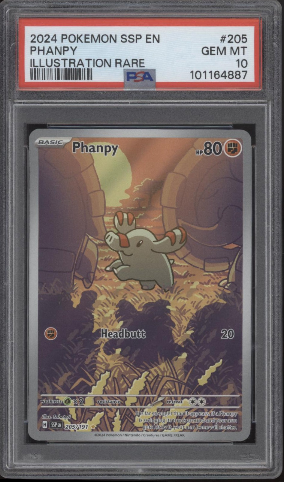 phanpy pokemon card value Phanpy Pokemon Surging Sparks Illustration Rare #205 PSA 10 #2