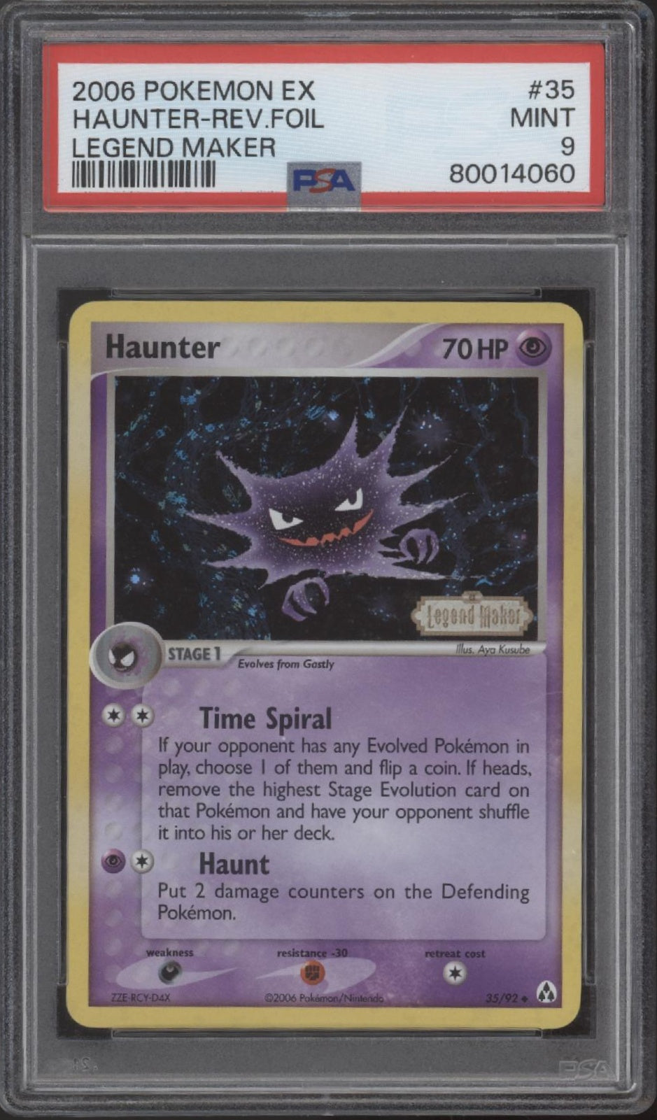 Haunter Pokemon Legend Maker Reverse Foil #35 PSA 9 Haunter Pokemon Legend Maker Reverse Foil #35 PSA 9