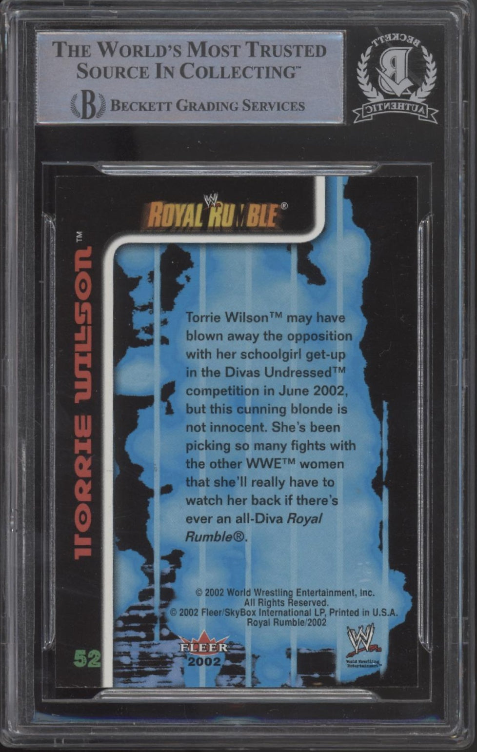 Torrie Wilson 2002 Fleer Royal Rumble #52 with Beckett Authentic Auto