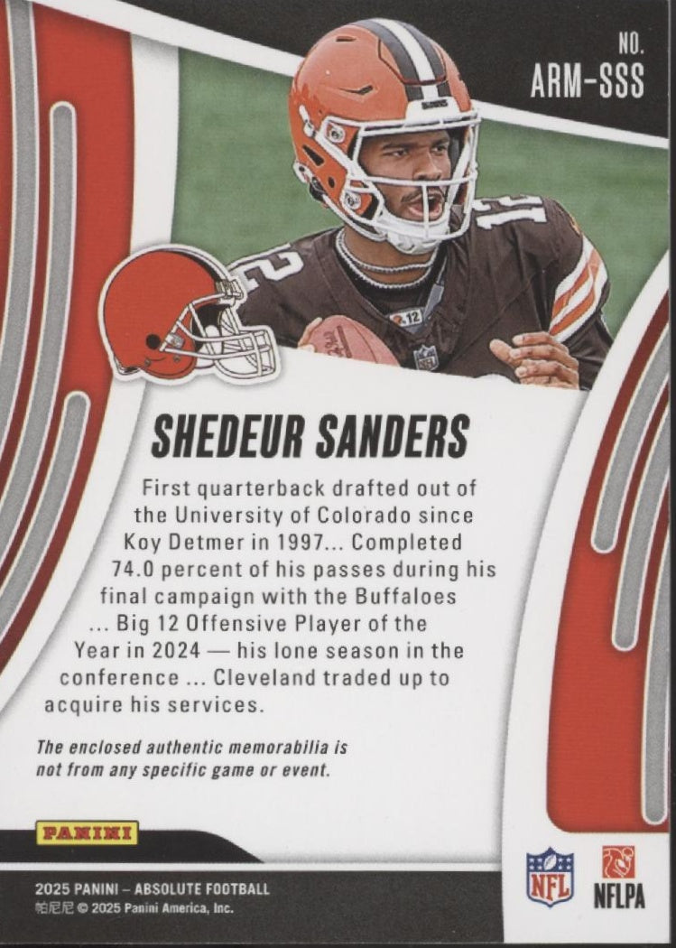 Shedeur Sanders 2025 Panini Absolute Swatch RC #ARM-SSS #2