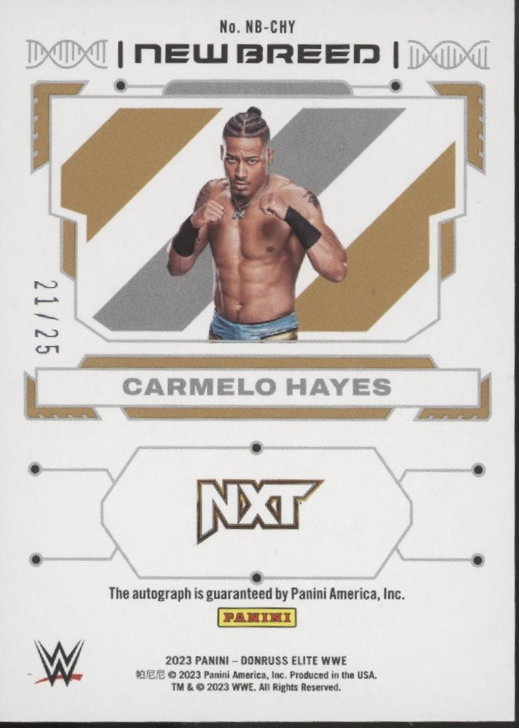 Carmelo Hayes 2023 Panini Donruss Elite New Breed Blue Auto 21/25 #NB-CHY