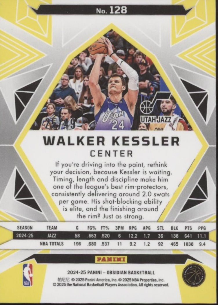 Walker Kessler 2024-25 Panini Obsidian Electric Etch Fire and Ice Flood 25/49