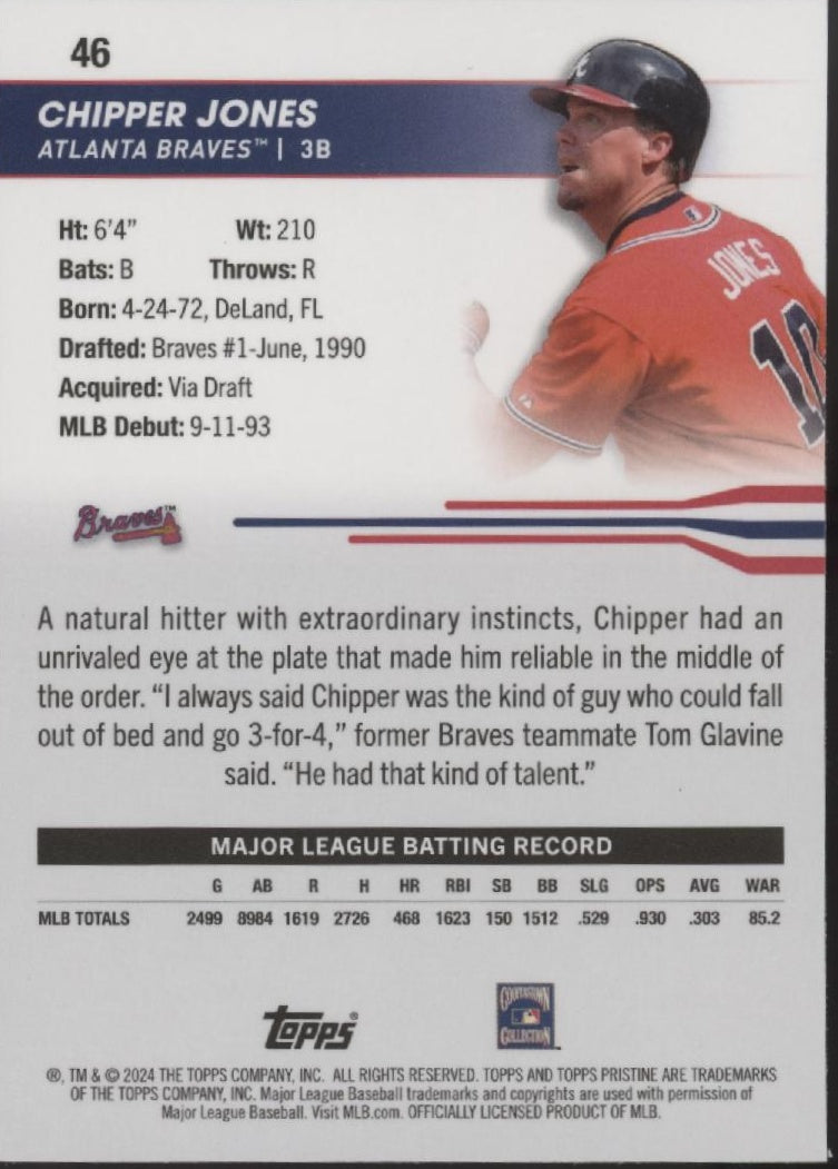 Chipper Jones 2024 Topps Pristine Gold Refractor 25/50 #46