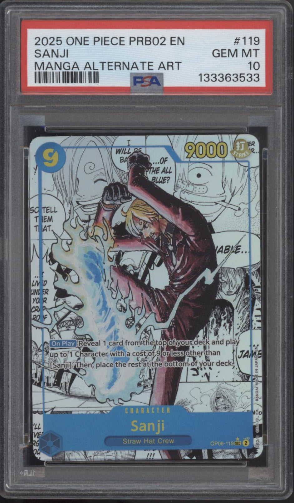 Sanji One Piece Card Game The Best Vol. 2 Manga Alternate Art #119 PSA 10 Sanji One Piece Card Game The Best Vol. 2 Manga Alternate Art #119 PSA 10