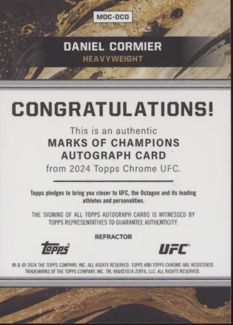 Daniel Cormier 2024 Topps Chrome Refractor Auto 013/150 #MOC-DCO