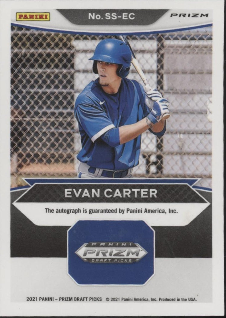 Evan Carter 2021 Panini Prizm Draft Picks Signing Sessions Prizm Auto #SS-EC