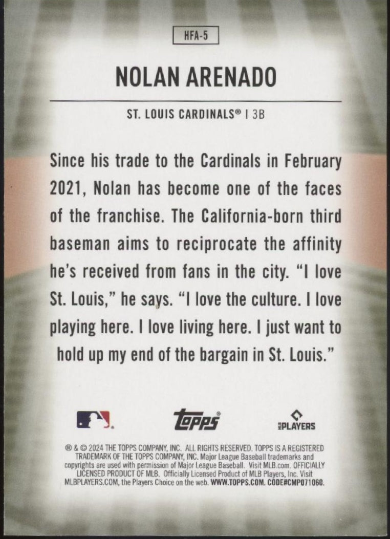 Nolan Arenado 2024 Topps Home Field Advantage Holo #HFA-5
