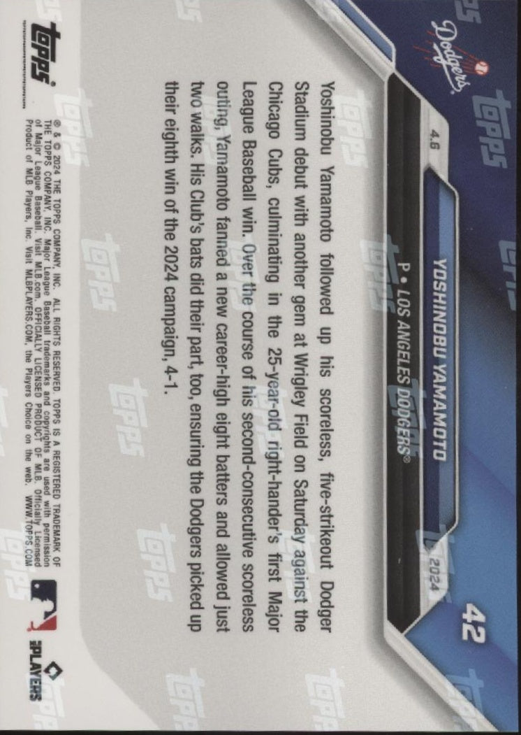 Yoshinobu Yamamoto 2024 Topps Now RC #42 #2