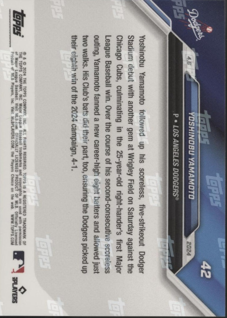 Yoshinobu Yamamoto 2024 Topps Now RC #42 #7