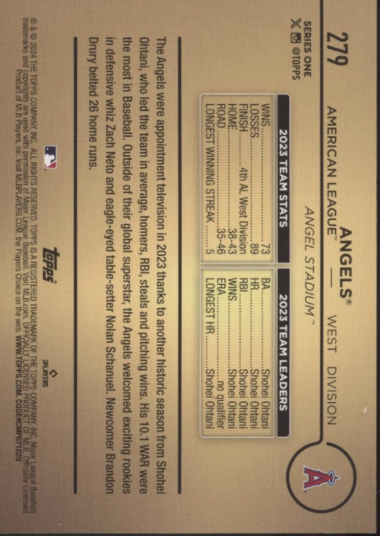 Angels 2024 Topps Series 1 Gold Mirror Image #279