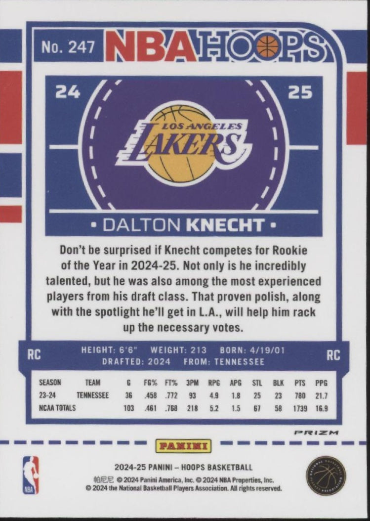 Dalton Knecht 2024-25 Panini Hoops Prizm RC #247