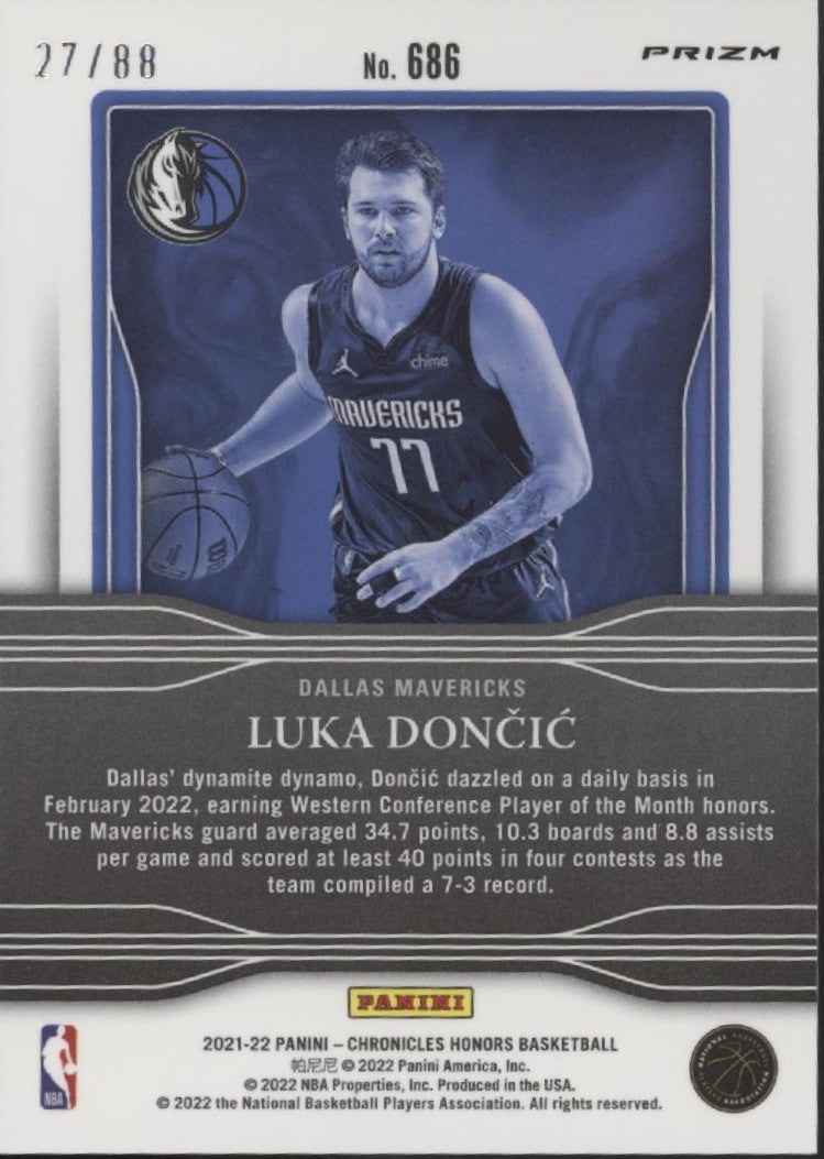 Luka Doncic 2021-22 Panini Chronicles Honors Red Scope Prizm 27/88 #686