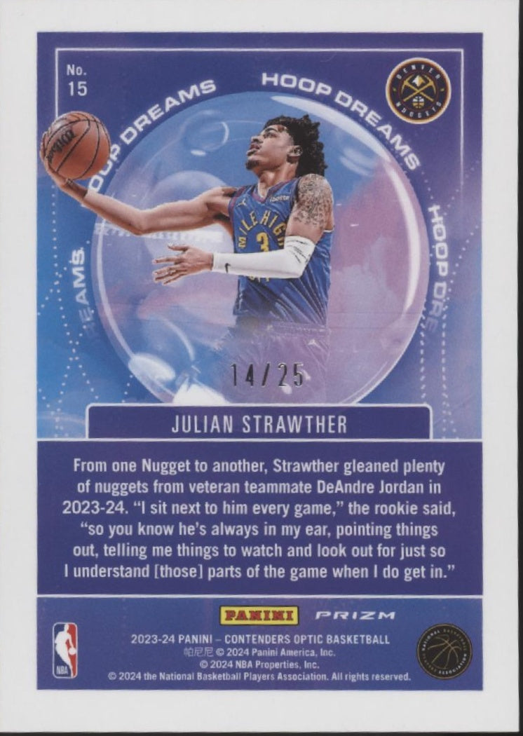 Julian Strawther 2023-24 Contenders Optic Green Pulsar Prizm RC 14/25 #15