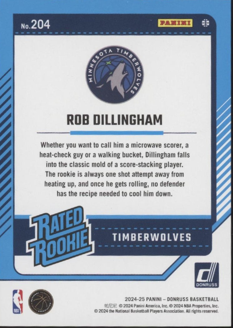 Rob Dillingham 2024-25 Panini Donruss Rated Rookie Red Mojo Prizm RC 41/99 #204