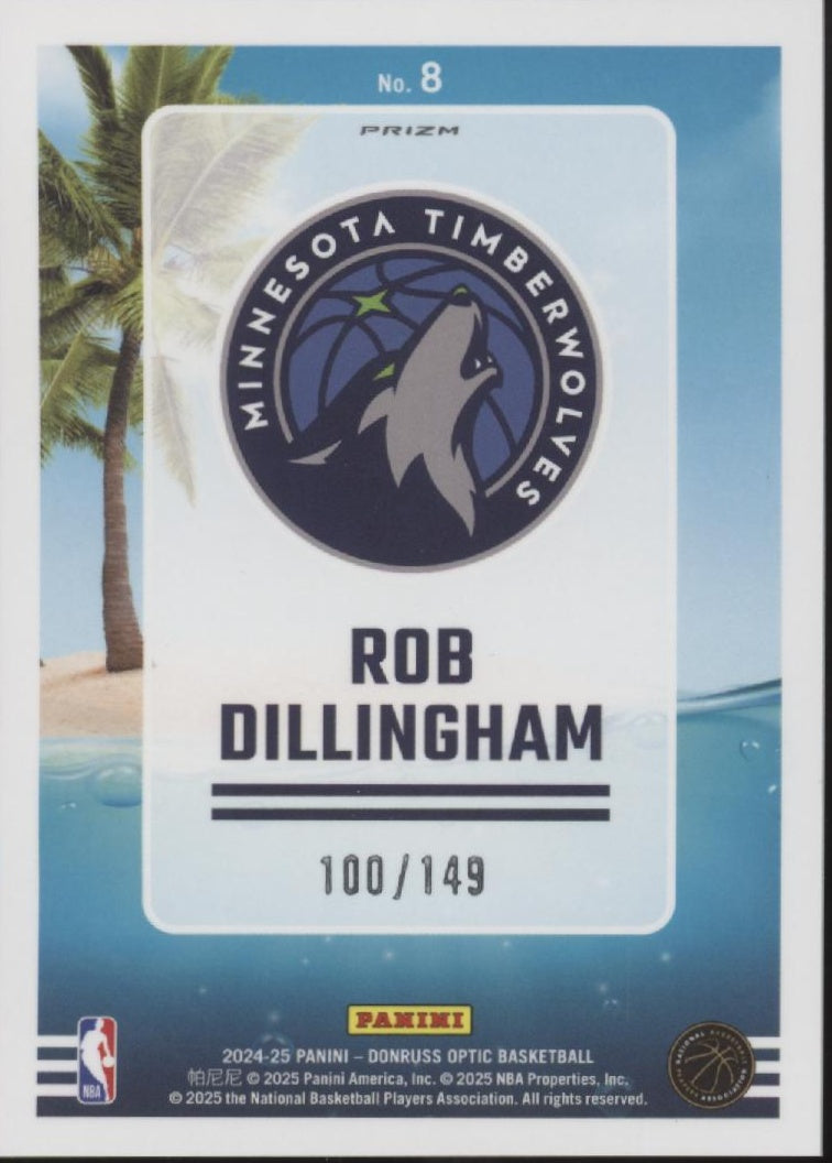 Rob Dillingham 2024-25 Panini Donruss Optic Splash! Green Shock Prizm RC 100/149