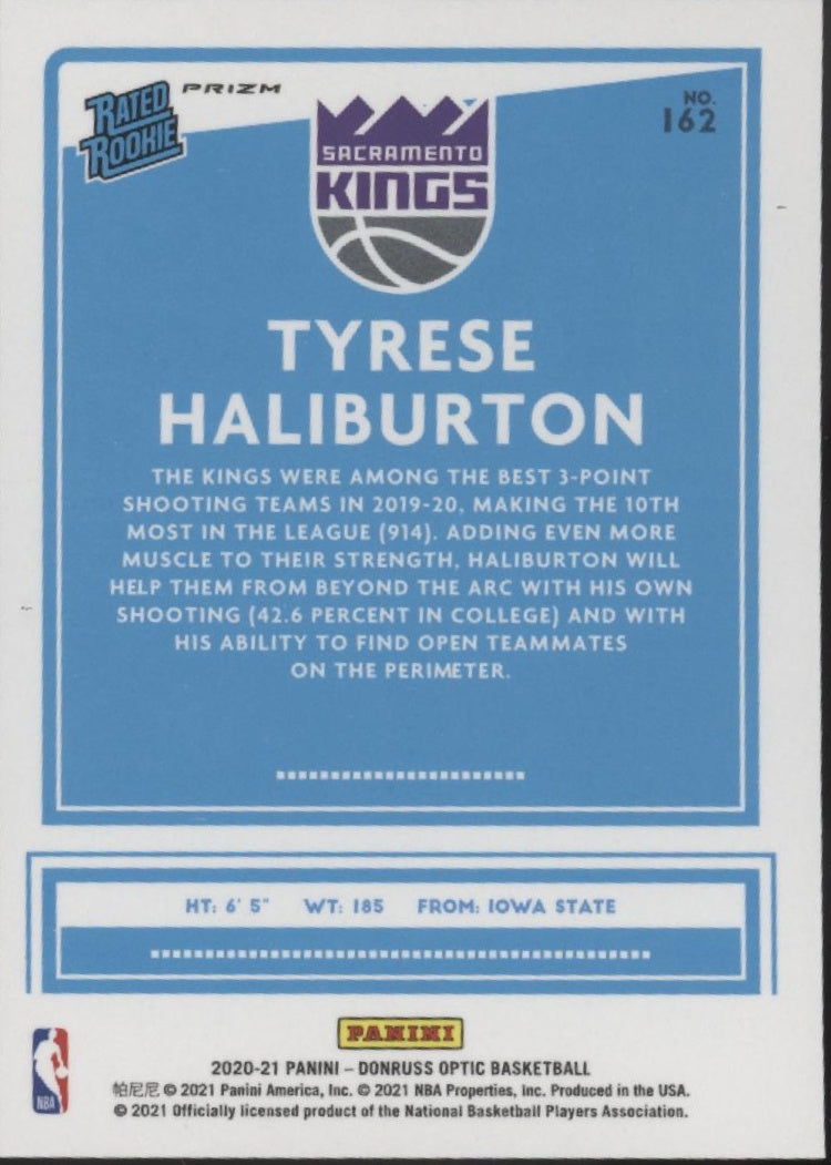 Tyrese Haliburton 2020-21 Panini Donruss Optic Rated Rookie Wave Prizm RC #162