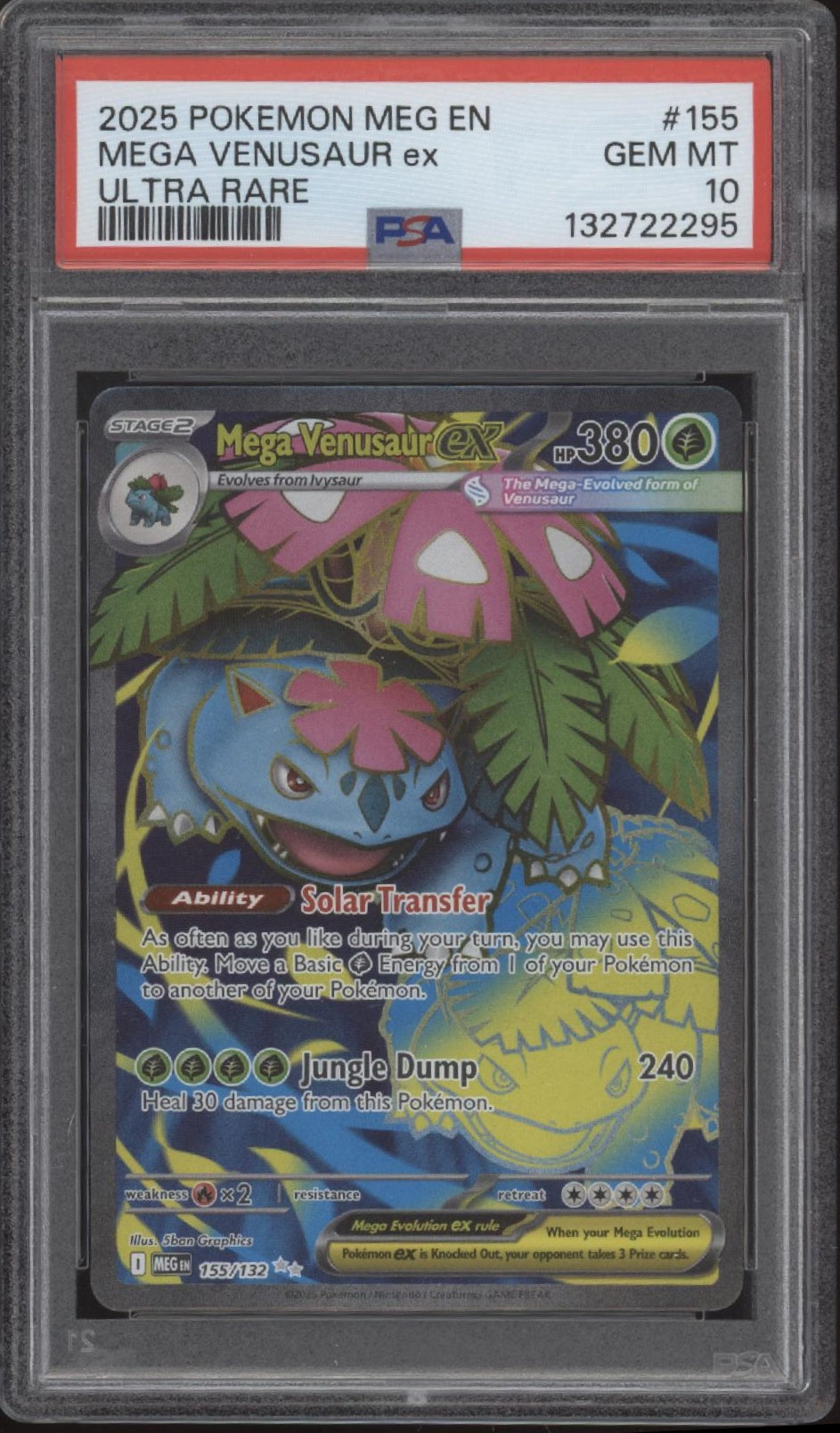 2025 Pokemon Mega Evolution Mega Venusaur ex Ultra Rare PSA 10 #155 2025 Pokemon Mega Evolution Mega Venusaur ex Ultra Rare PSA 10 #155