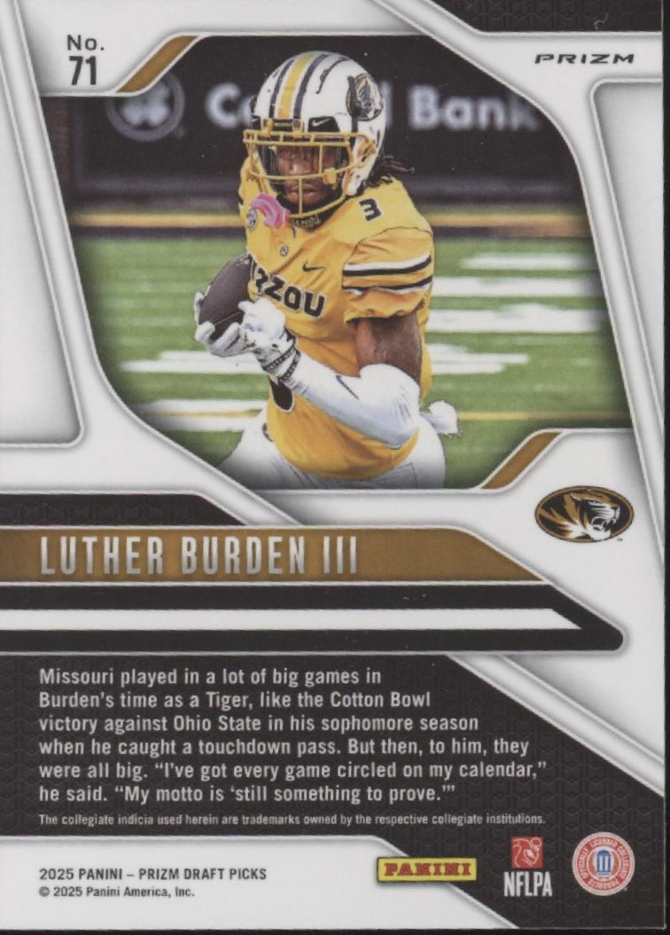 Luther Burden III 2025 Panini Prizm Draft Picks Prizm RC #71