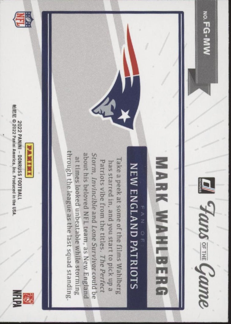 Mark Wahlberg 2022 Panini Donruss Fans of the Game #FG-MW