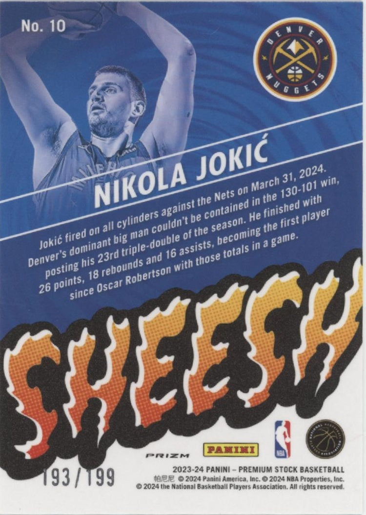Nikola Jokic 2023-24 Panini Premium Stock Hoops Sheesh Red Seismic Prizm 193/199
