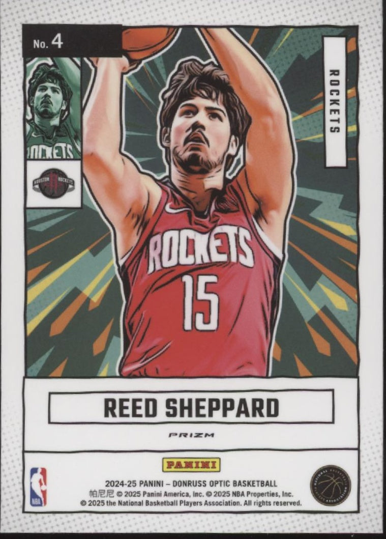 Reed Sheppard 2024-25 Panini Donruss Optic Net Marvels Red Scope Prizm RC #4